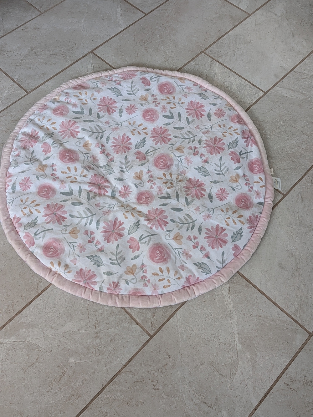 Floral Reversible 36" Round Quilted Play Mat -Multi Use Blanket